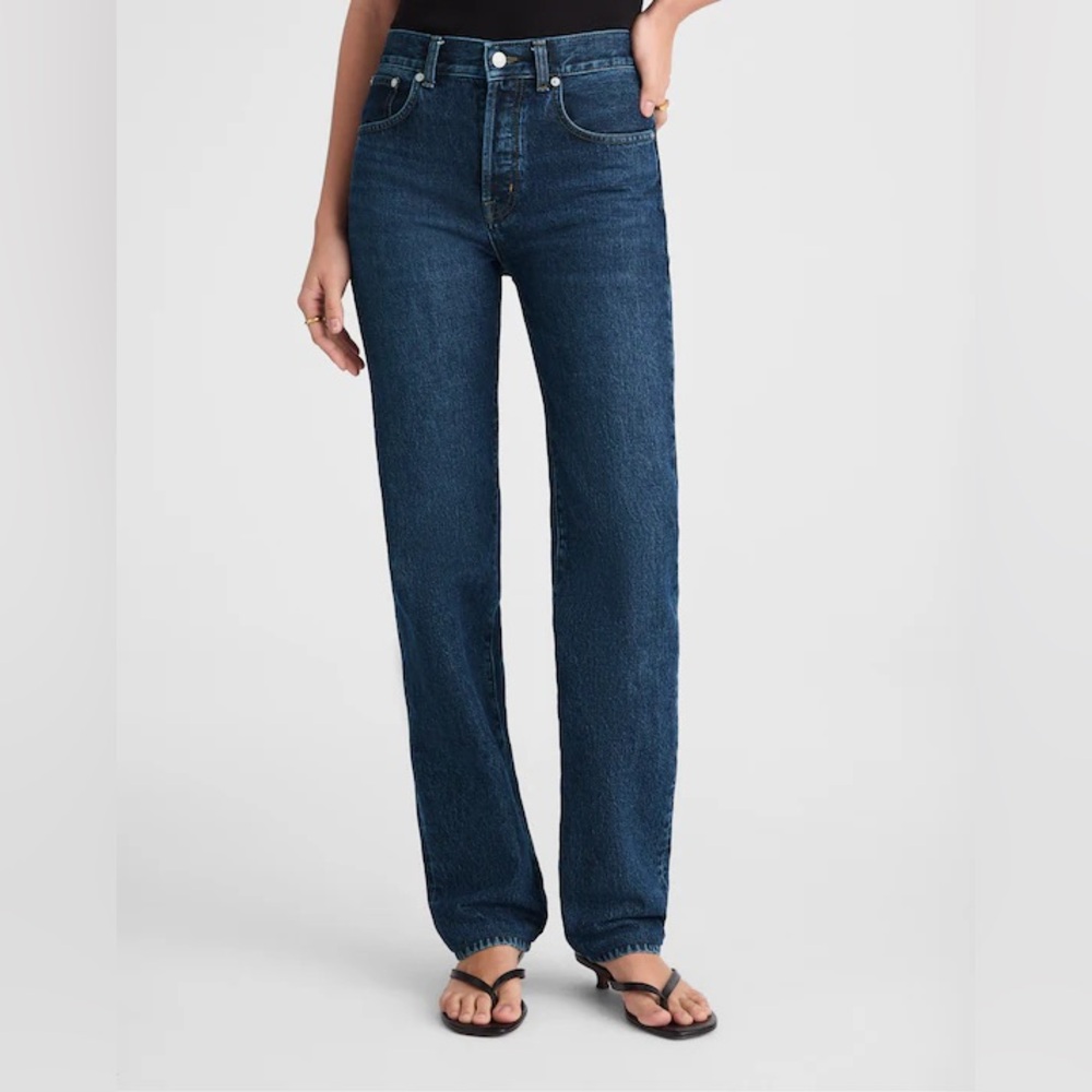 Madewell The Tall Longline Straight Jean In Mckinney Wash Rigid Size W 25T
